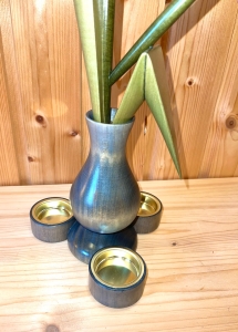 Teelichthalter Vase, lachs/graue Vase